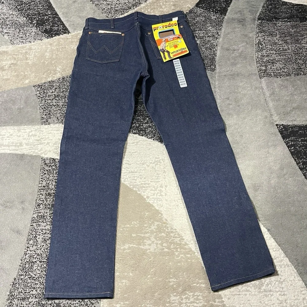 VTG‎ Wrangler 13MWZ Jeans Men 38x36 Blue Denim Western Pro Rodeo Deadstock NEW